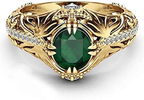 Bansriracha14k Diamante de diamante dourado Anel de casamento Jóias Ornamento EtOile Anilos Diamond Bizuteria for Women Emerald Jade 14K Anel de pedra preciosa