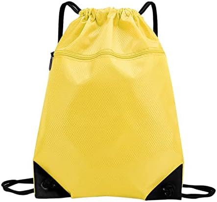 Kuyy Drawstring Backpack Sports Sport com bolso de zíper frontal e saco de bolso interno