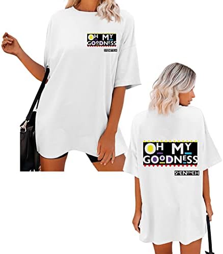 MTSDJSKF Camiseta feminina Plain Plain Camisa feminina Frente da frente e traseira Padrão de impressão Camisa mãe de grandes dimensões Casual Tech T Tech T