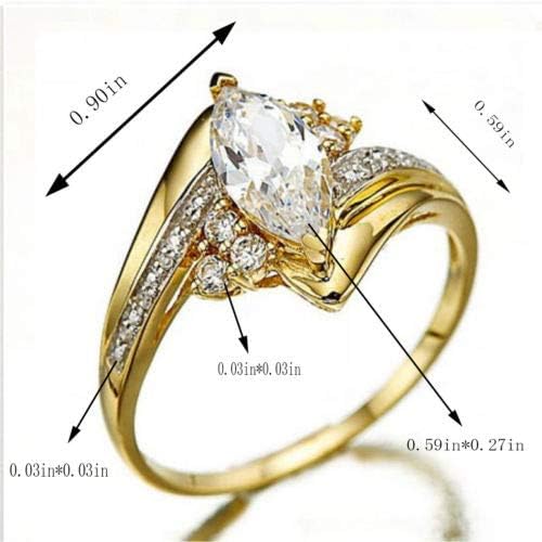 T-Jewelry Marquise Cut Sapphire White 18K Gold Cheed's Wedding Rings Tamanho 6-10