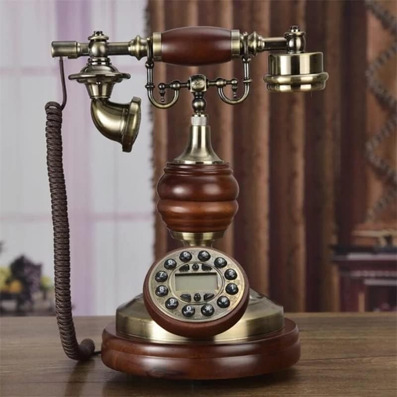 Quul antigo telefone fixo retro toque home touch Dial de madeira sólida telefone telefone azul luz de fundo+mão -de -quadro+identificação de chamadas