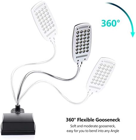 Lâmpada de mesa LED flexível de narcodil com grampo e ganso ult300 - alimentado por bateria USB/Bateria, 3 Configurações de brilho