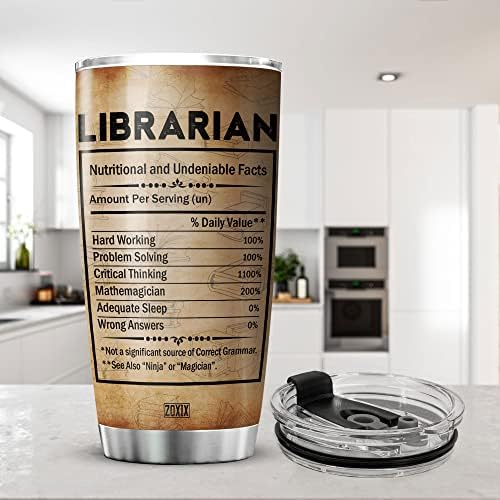 Zoxix Bibliotecário Coffee para mulheres Idéias de presentes para amantes de livros vintage Cup de aço inoxidável