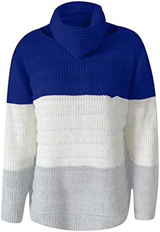 Vestidos de inverno feminino suéter redondo pescoço biblock bloqueio de cor comprida suéter de malha de malha de suéter de suéter pulôver