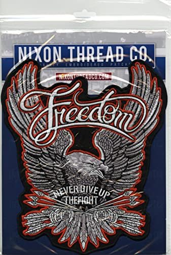 Freedom Eagle Patch 11 | Nunca desista da luta Large bordado de ferro bordado em jaqueta de asas patrióticas para