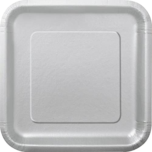 Placas de papel de sobremesa quadrada - 7 , prata, 16 pcs