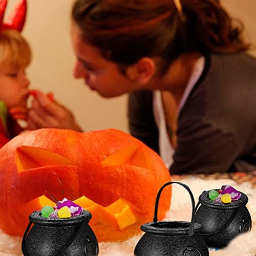 Toyvian Halloween Candy 8pcs truque ou tratar o caldeirão de doces chaldles preto cedro de plástico preto chaldeira para acessórios de festas de halloween kawaii acessórios