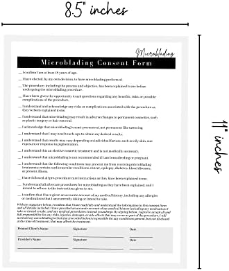 Ingestão de microblading, consentimento e forma de pós -tratamento | 75 pacote | 8.5 x 11 A1 Formulários | Assinatura dos clientes