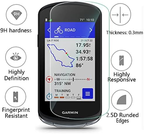 Protetor de tela para Garmin Edge 1040/1040 GPS solar e tampa da caixa de silicone, filme de vidro temperado Anti-arranhão de alta definição cobertura completa, rosa