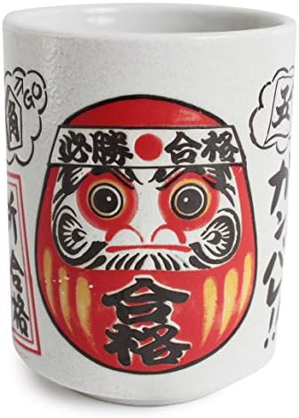 Mino Ware Japanese Cerâmica Sushi Yunomi Chawan Copa de chá Red Daruma Passe o Exame Made in Japan Yay063