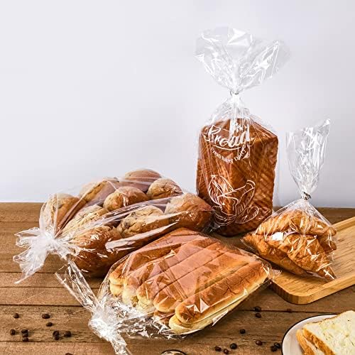 Sacos de embalagem de pão de lesibag - sacos de pão impressos para pão ou padaria caseira - bolsa reutilizável para pães grandes - 8 ”x 4” x 18 ”