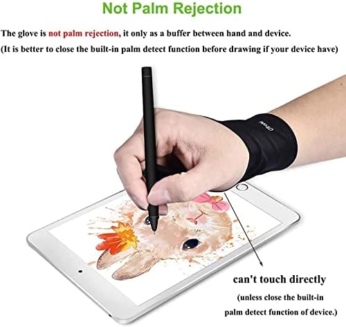Otraki 4 Pack Artist Luvas para desenhar tablet Gree Size Artist Artist Glove com dois dedos para pintura de bloco