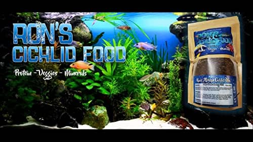 Cichlids de Ron Mbuna Fish Tropical Fish Food, Pellets & Flakes para ciclídeos africanos mais brilhantes e saudáveis, 2,5