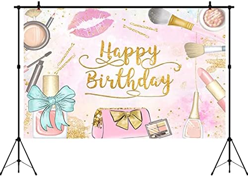 Aperturee Makeup Spa Feliz Aniversário BAYDROP 5x3ft Girls Mulheres Princesa Glamour Pink Cosmetics Beauty Make