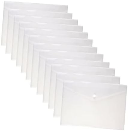 Envelopes clear envelopes stobok envelopes coloridos envelopes de bolsa de documentos PVC envelopes para orçar envelopes plásticos pastas de documentos Borda de armazenamento saco de saco de arquivo branco pp 12 pcs