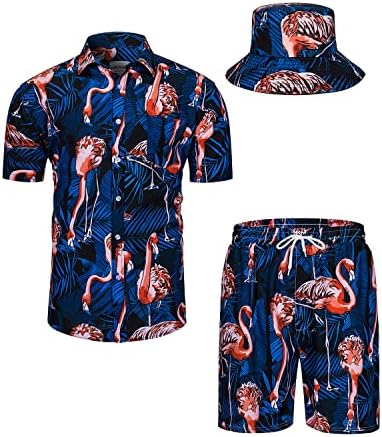 TUNEVUSE Mens Hawaiian Shirts and Shorts Definir 2 peças Tropical Roupe