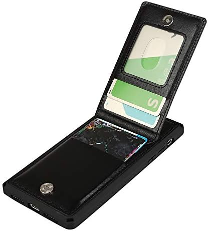 Caixa de carteira nuoun para iPhone XR, capa de carteira de couro PU Premium [bloqueio de RFID] com função de kickstand de pulso e suporte de cartão para iPhone XR -Black