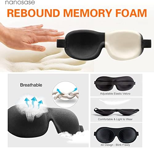 Máscara de sono para a cegueira 3D IGOZEN, Nanosase HD Memória Máscara para os olhos para dormir, extremamente confortável e