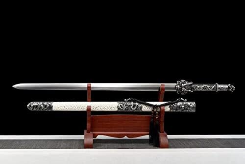 GLW espada artesanal Kungfu Sword Metal Handle Han Jian Sharp Manganês Aço Batalha