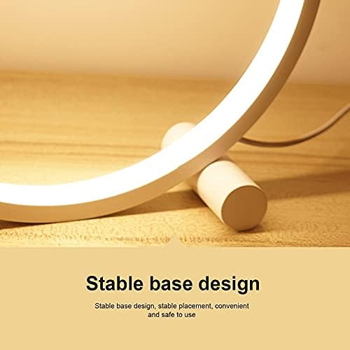 Lâmpada de mesa de 25 cm de LED para lâmpada circular de mesa para quarto para sala de estar preto/branco USB Lâmpada de cabeceira de
