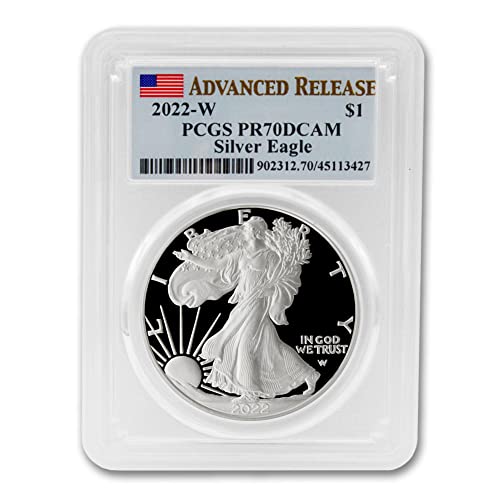 2022 W 1 oz Provo American Silver Eagle Coin PR-70 Cameo profundo com certificado original de autenticidade $ 1 PCGS