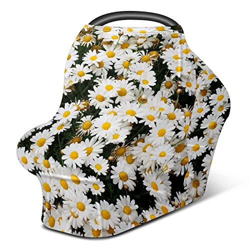 Capas de assento de carro para bebês Daisies brancos Flores Marguerite Cover de enfermagem Cover de carrinho de cachecol de amamentação