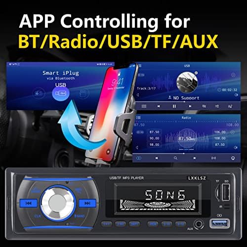 LXKLSZ AUTO RADIO CAR SELOTEO Bluetooth Single Din LCD Radio de áudio com controle de aplicativo mp3 player suporta mãos chamadas gratuitas AM/FM Radio Aux Entrada TF/EQ/USB Receptor de rádio Fast Charging