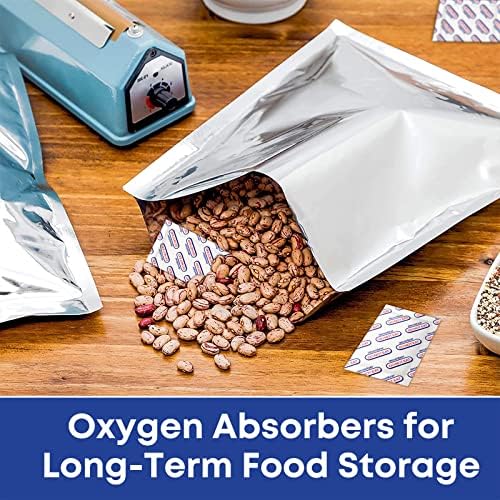 Absorvedores de oxigênio de grau alimentar para armazenamento de alimentos, 100cc de absorvedores de oxigênio pacotes de armazenamento para sacos mylar, secador de congelamento, armazenamento de alimentos a longo prazo