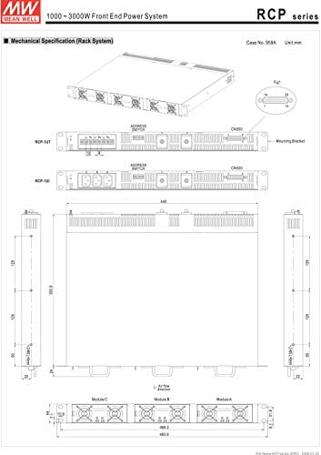 Média bem RCP-1000-24 24V 40A 960W Sistema de energia frontal 19 Rack Power