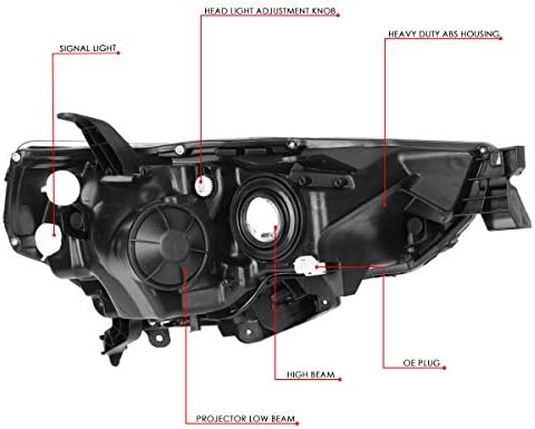 Motor de DNA HL-OH-T4RUN14-BK-CL1 Lâmpadas de faróis de projetor de estilo de fábrica de fábrica Substituição, preto
