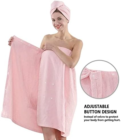 Toalha de banho Rujipo para feminino Spa Robe e toalha de cabelo, toalhas de chuveiro de pano de algodão