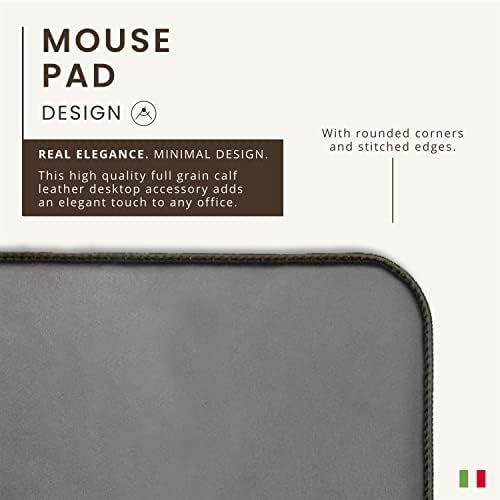 Maruse Mouse Italian Leather Mouse Pad para desktop para casa ou escritório, feita à mão na Itália, preto