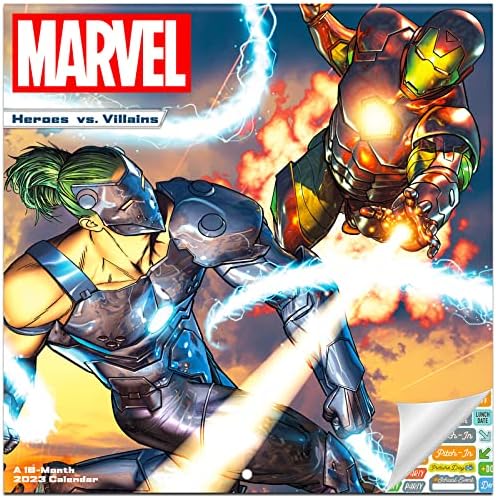 Marvel Heroes vs Villains Calendário 2023 - Deluxe 2023 Marvel Comics Wall Calendar Pacote com mais de 100 adesivos de calendário