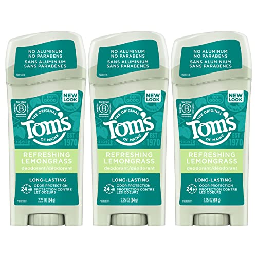 Tom's de desodorante natural de alumínio de longa duração do Maine para mulheres, capim-limão, 2,25 onças. 3 pacotes