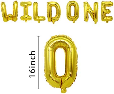 Balões de um aniversário de um aniversário de 16 ”, Wild One Foil Letters Balner Balner, Baby Girl Boy 1st Birthday Party