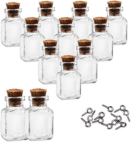 MIGK 24pcs pequenos mini garrafas de frascos de vidro com rolhas de cortiça e parafusos para os olhos - 1 ml de frascos pequenos