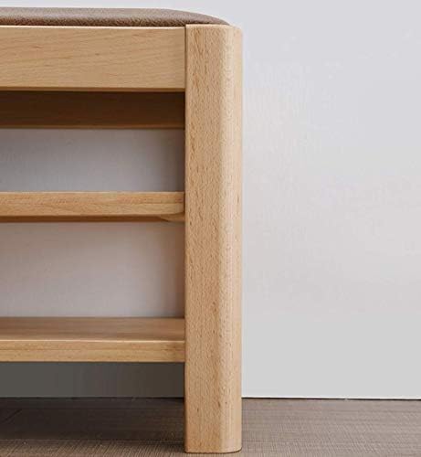 KMMK Mold Wood Shoe Bench Hallway 3-Tiers Stand Stand Rack 100/120 Gabinete de sapato de armazenamento com almofada de assento de