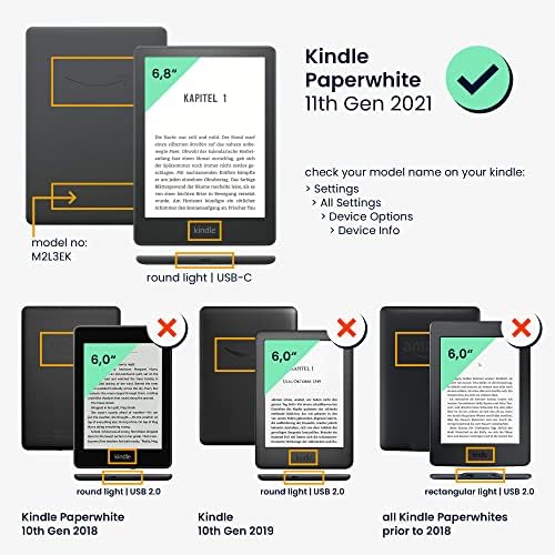 Case de origami kwmobile compatível com Kindle Paperwhite 11. Geração 2021 - Case Slim Premium Pu Couather Cover