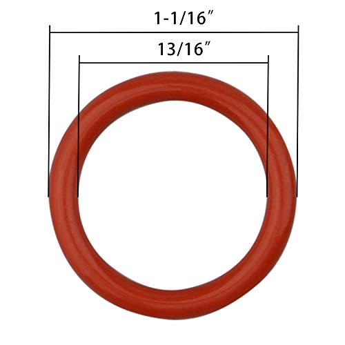 Dernord Silicone O-ring, 13/16 ID, 1-1/16 OD, 1/8 Largura, 70A Durômetro, vermelho