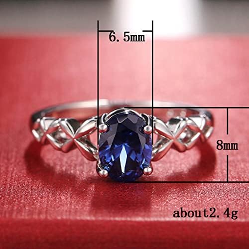 Anéis de noivado de Yistu para mulheres anel de pedra azul feita artesanal de luxo noivado de jóias de jóias do presente de zircão azul de zircão de zircão