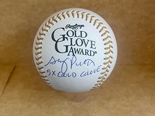 Gary Pettis 6x Gold Glove assinado Autographed Gold Glove Baseball JSA AB82725