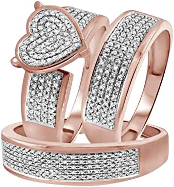 2023 Novas damas brilhantes diamante completo diamante duplo conjunto de diamante anel promessa de anel de zirconia anel de noivado anel de noivado de duas peças conjunto fofo de aço inoxidável anéis