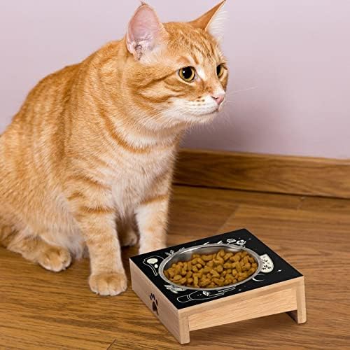 Goth Face Cat Bowl Anti-Tomit, Tigela de gato elevada para gatos planos, cães pequenos, proteção da coluna para animais de estimação