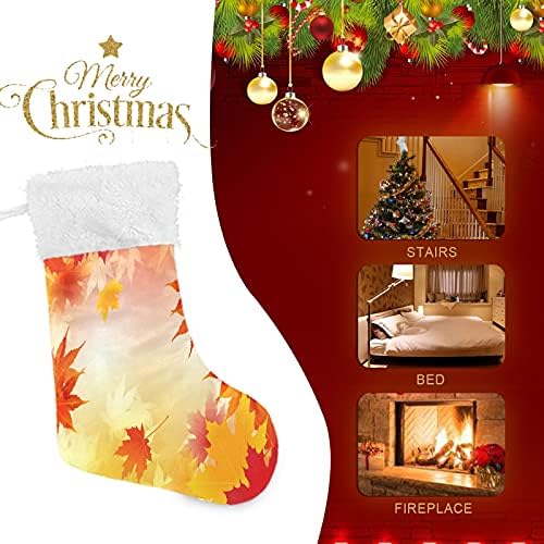Meias de Natal de Alaza folhas de bordo brilhante no clássico de outono Classic personalizadas grandes decorações de meias para uma decoração de festa de férias em família 1 pacote, 17,7 ''