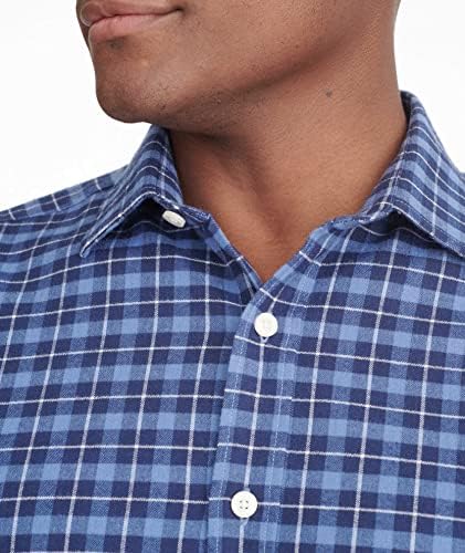 Untuckit Melville Wrinkle Free Performance Flannel camisa - camisa não usada para homens, manga comprida, xadrez azul, slim