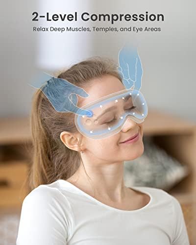 Renpho Eyeris 1 - Massageador de olhos com calor, compressão, remoto, bluetooth, máscara de massagem do templo para