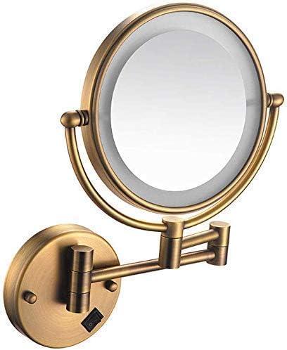 Espelho montado na parede de Zaahh, espelho de maquiagem de carga USB 1x/3x ampliação de bronze dourado de 8 polegadas espelhos