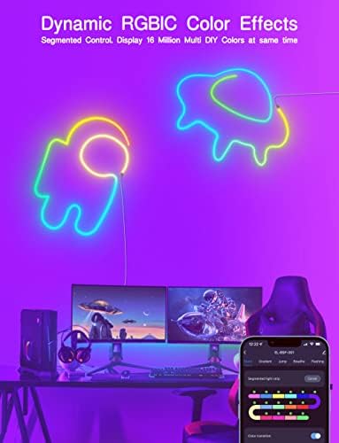 Luz de corda de neon ysj, RGB+IC NEON LED TRIP com controle de aplicativos e remoto, trabalha com Alexa, Google Assistant, Music Sync, DIY LED ROPE LUZ
