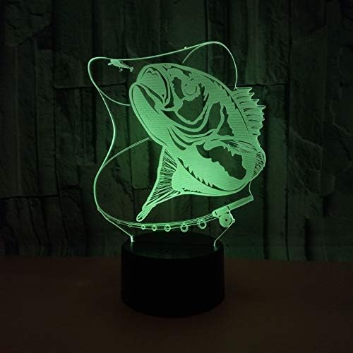 Fish Model Night Light Toys 3D Lâmpada de ilusão de ótica com toque e controle remoto e 16 cores Mudando a decoração do quarto da mesa