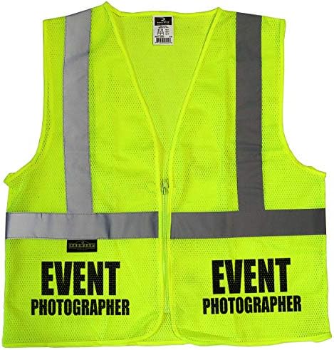 Colete de segurança de fotógrafo de tee de conspiração, fotógrafo de eventos Colete de alta visibilidade